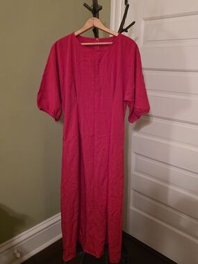 Fuchsia Short-Sleeve Maxi Dress
